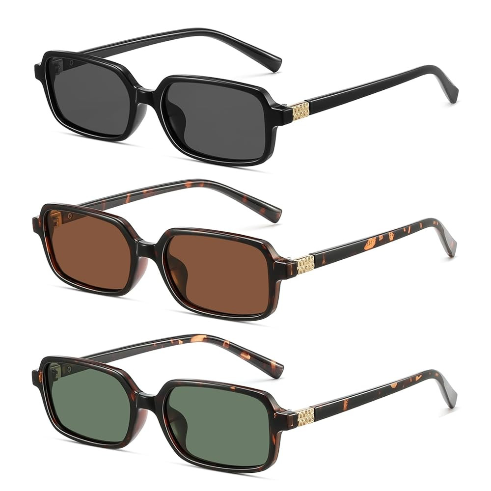 MASDUN Polarized Narrow Rectangle Sunglasses for Women Men Trendy Y2k Retro 90s Sun Glasses (3 Pa... | Amazon (US)