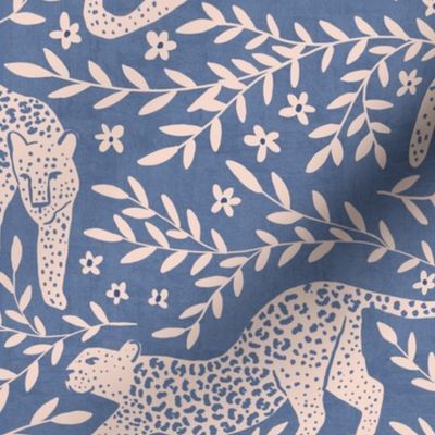 Jungle cat - muted classic blue - custom request | Spoonflower