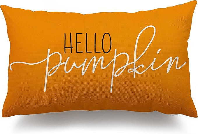 Fall Pillow Covers 12x20 inch, Linen Autumn Hello Pumpkin Throw Pillow Covers for Sofa Bedroom Ou... | Amazon (US)