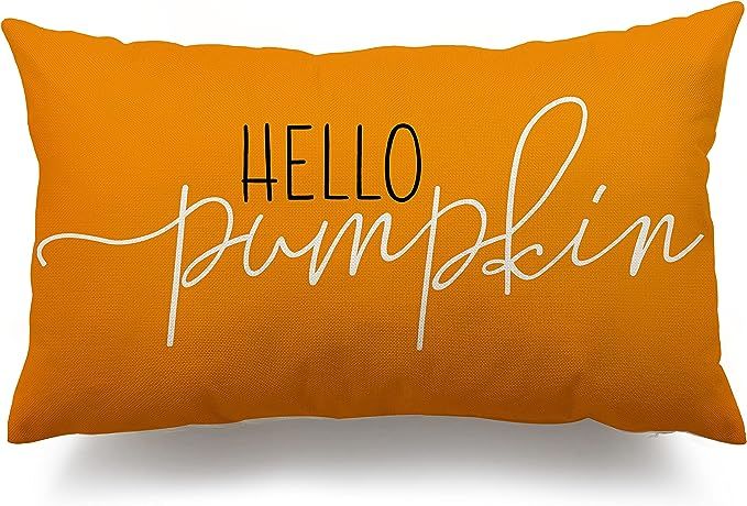 Fall Pillow Covers 12x20 inch, Linen Autumn Hello Pumpkin Throw Pillow Covers for Sofa Bedroom Ou... | Amazon (US)