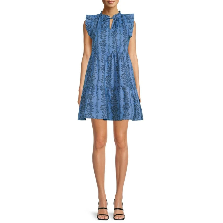 Time and Tru Woven Flutter Sleeve Dress for Women | Walmart (US)