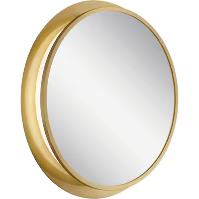 elan Chennai 30-in x 30-in Framed Round Dimmable Lighted Bathroom Vanity Mirror (Champagne Gold) | Lowe's