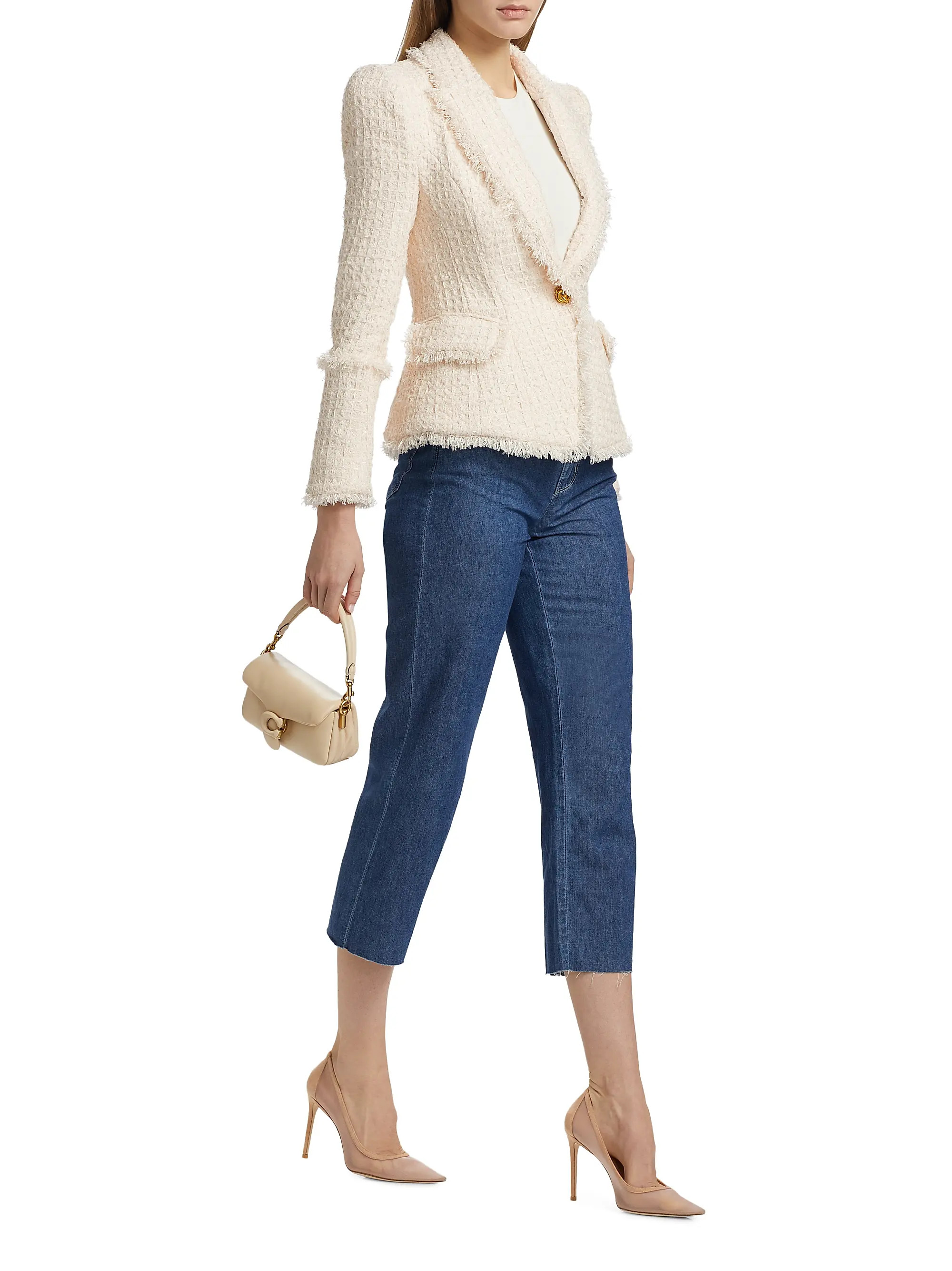 L'AGENCE Kaisley Tweed Single-Breasted Blazer | Saks Fifth Avenue | Saks Fifth Avenue