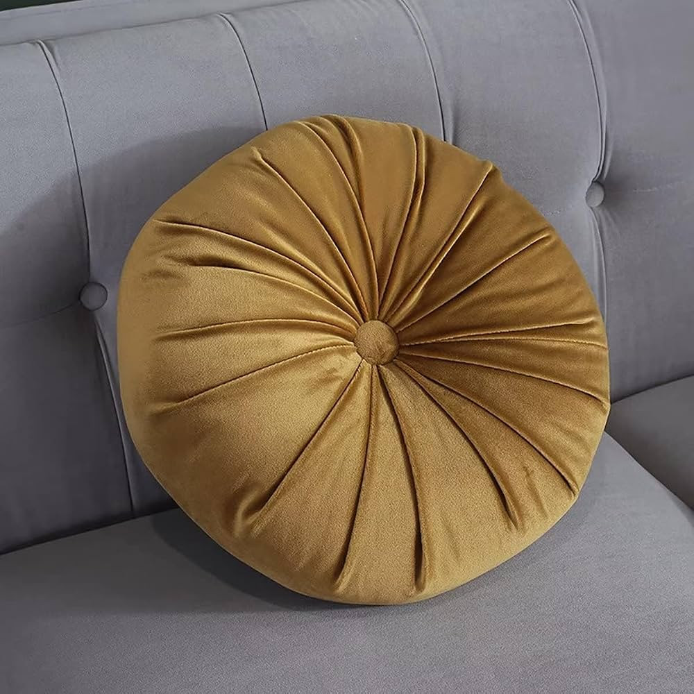 Round Throw Pillow for Couch Decorative 3D Yellow Round Velvet Cushion for Sofa Bed Chair Floor 1... | Amazon (US)