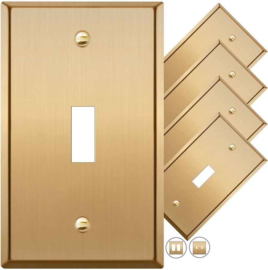 Metal Gold Toggle Light Switch Covers Wall Plate, STANDARD SIZE, Single Toggle Switch Wallplate D... | Amazon (US)