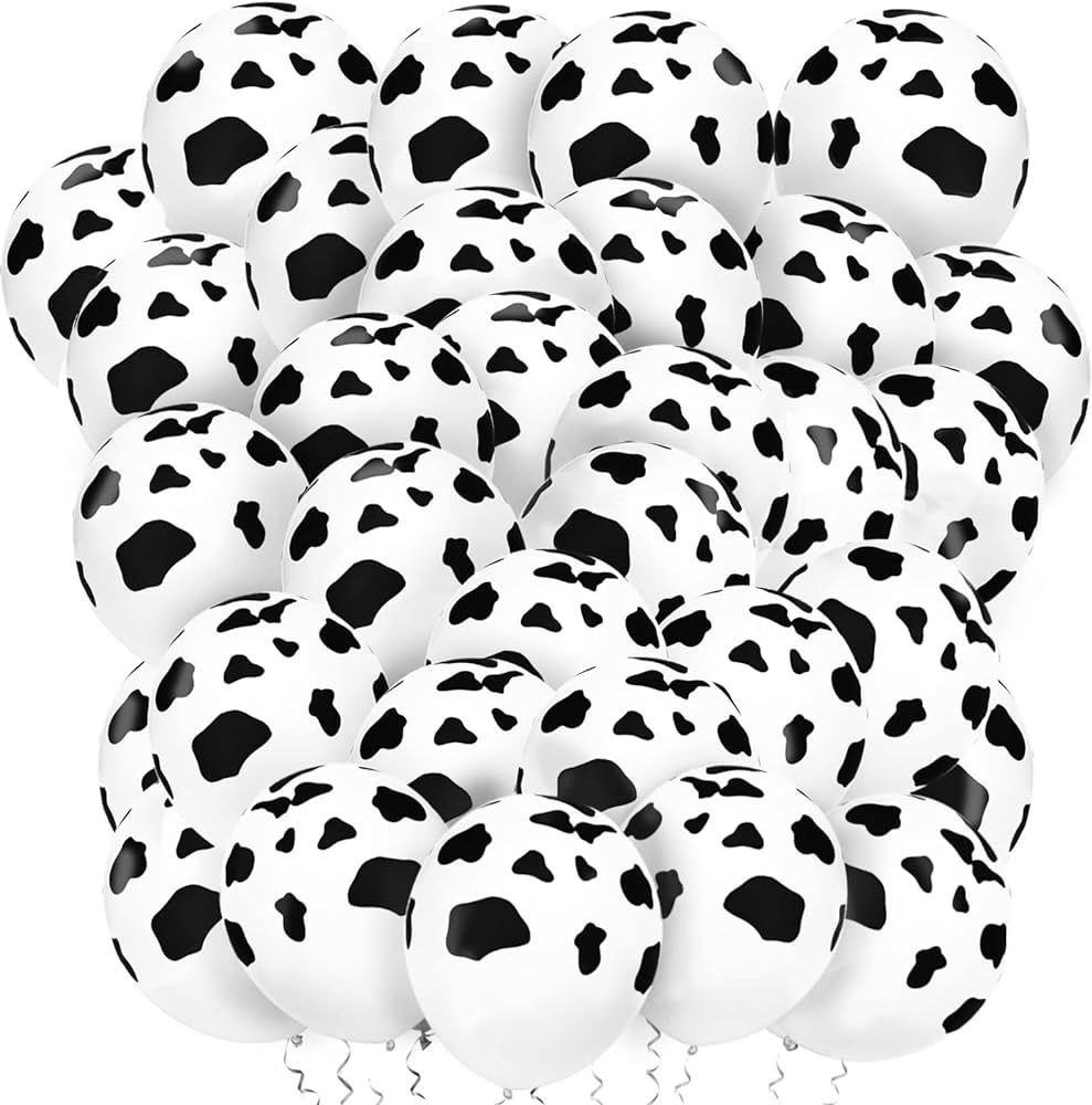 LovesTown 100 PCS Cow Print Balloons, 12 Inch Cow Balloons Latex Balloons for Children Party Cowb... | Amazon (US)