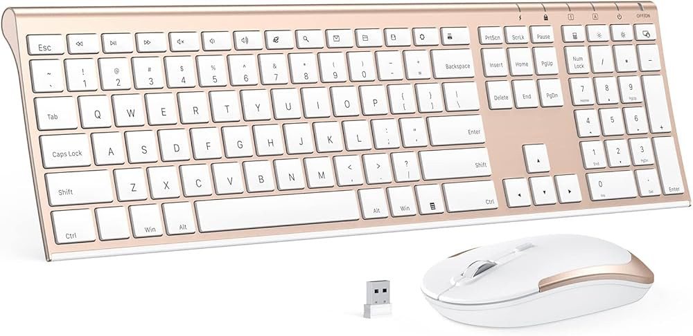 Wireless Keyboard and Mouse Combo, 2.4GHz Ultra-Slim Aluminum Rechargeable Keyboard with Whisper-... | Amazon (US)