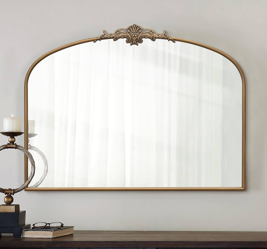 Besdomus Vintage Arched Gold Mirror: 40"x29" French Large Matt Gold Antique Wall Mounted Mirror -... | Amazon (US)