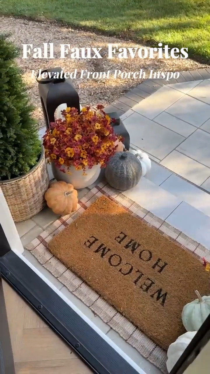 Last year’s fall front porch styling! A mix of faux florals, faux pumpkins, and cozy accent lighting for a warm and zero maintenance look!

#LTKHome #LTKSeasonal