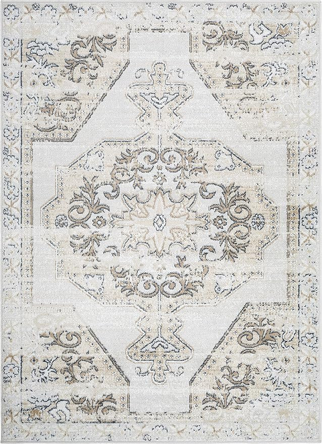 Mark&Day Area Rugs, 5x7 Barlage Traditional Brown Area Rug, White Brown Blue Carpet for Living Ro... | Amazon (US)
