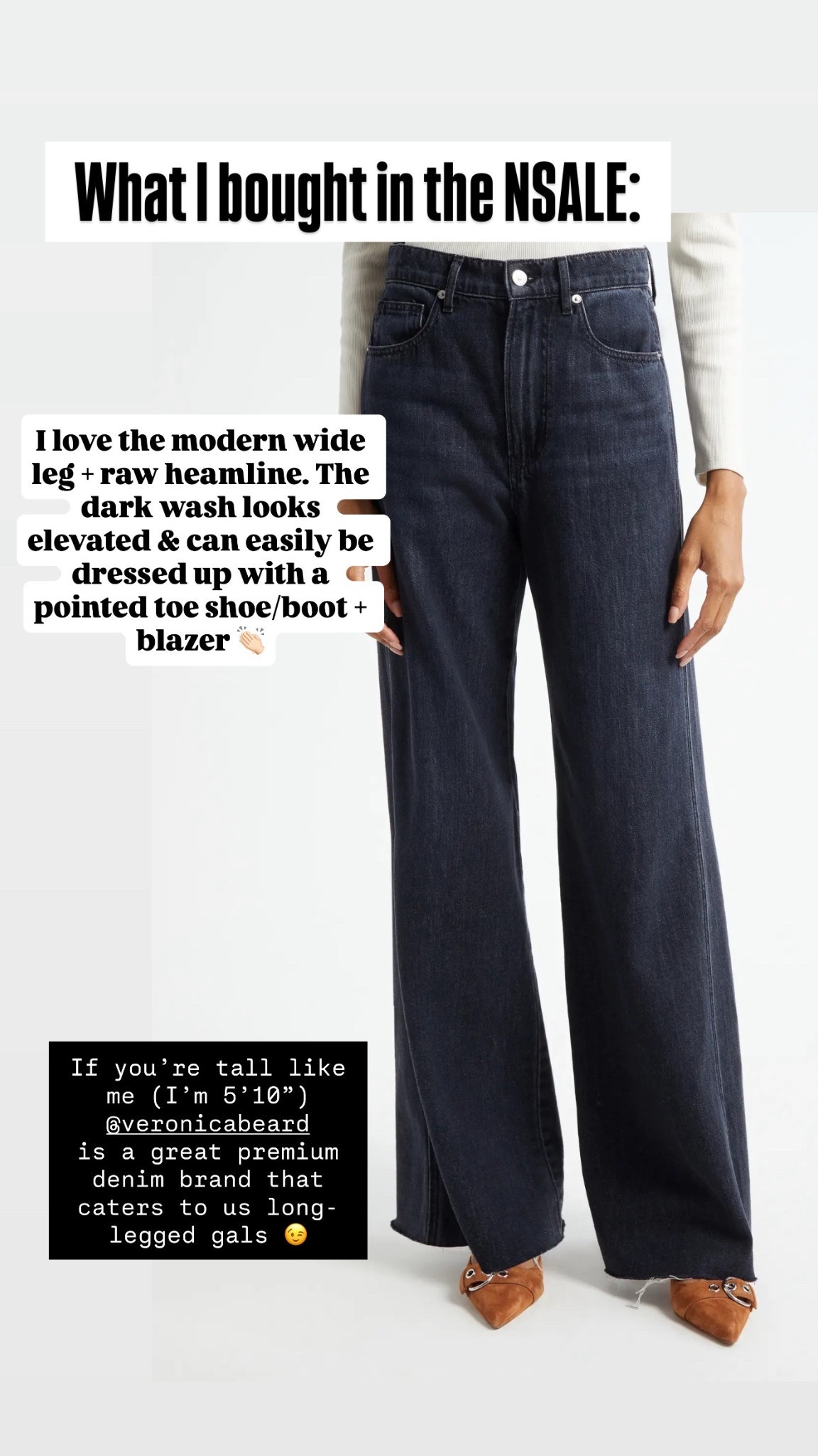 This modern pair of wide leg jeans in this darker wash, look elegant, but also feel current with the raw hem. Dress them up with a blazer and appointed toe flat or pair of boots.

#LTKStyleTip #LTKOver40 #LTKSaleAlert