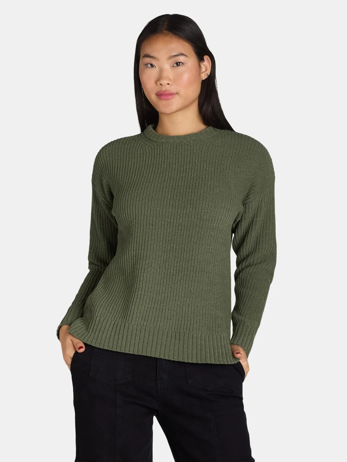 Time and Tru Women's Chenille Pullover Sweater with Long Sleeves, Sizes XS-XXXL | Walmart (US)