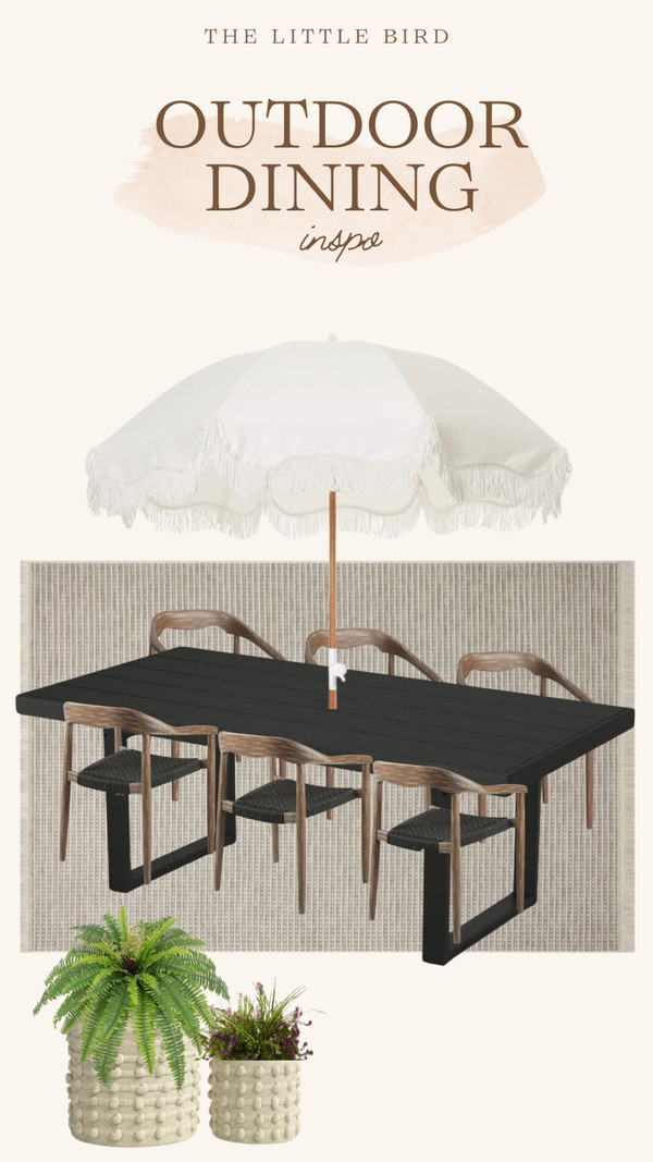 Outdoor dining area featuring Wayfair products!