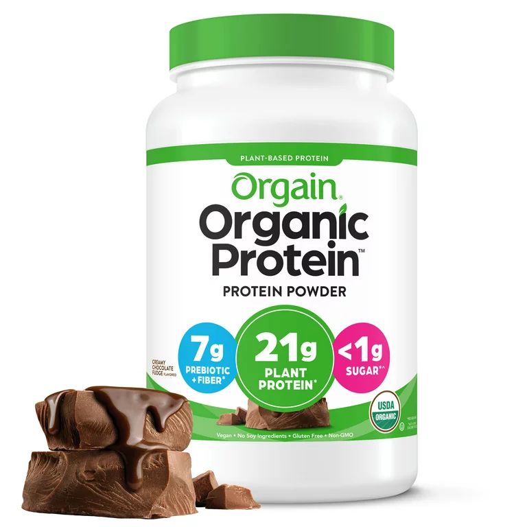 Orgain Organic Vegan 21g Protein Powder, Plant Based, Creamy Chocolate Fudge 2.7lb | Walmart (US)