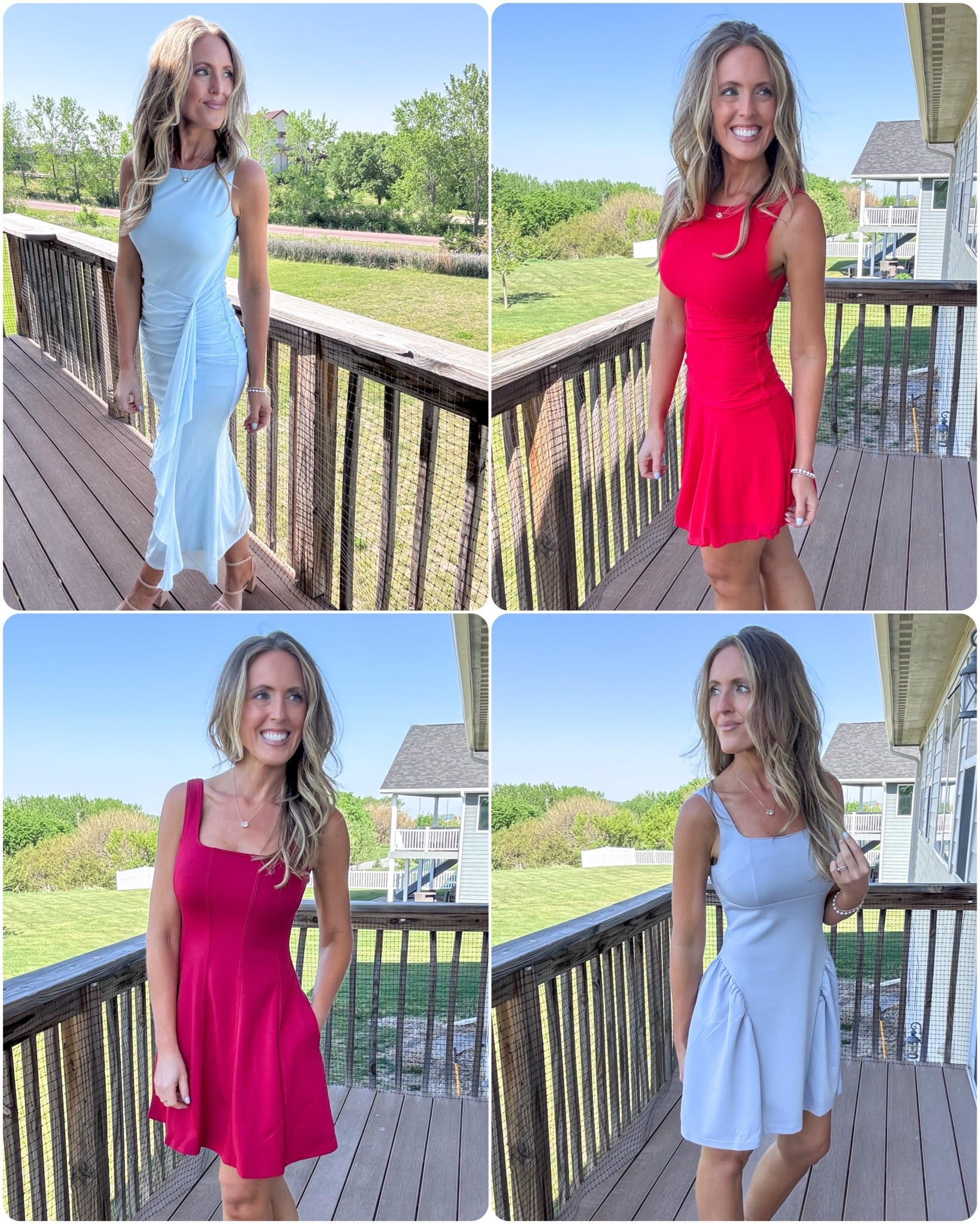 Spring and summer dresses I am currently loving! ☀️ Wearing a small in all 4.

As an Amazon Influencer I earn commission on qualifying purchases.

Light blue maxi dress, red mesh dress, red short dress with pockets, light blue dress with side pleats, wedding guest dresses, graduation dresses, mom style, short dresses, maxi dress, mom approved dresses, summer dresses, date night dress

#LTKmomlife #LTKootd #LTKMidsize