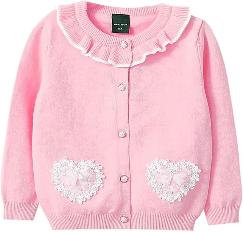 Baby Toddler Girls Cardigan Sweater Knit Ruffles Button-Closure Crew Neck Jacket Outwear Winter C... | Amazon (US)