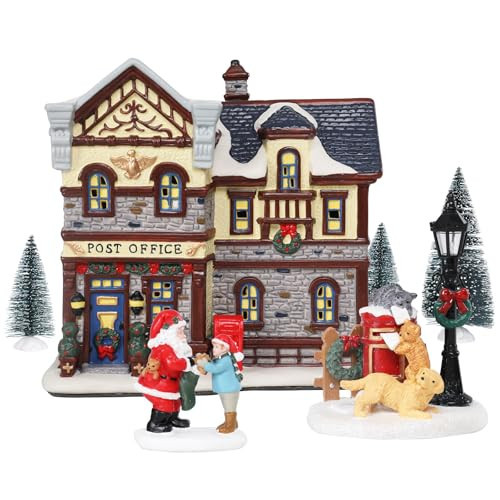Yinns Ceramic Christmas Houses, Christmas Post Office Village Houses, Christma Ceramic Houses with Warm LED Light - Xmas Ornamnet Home Decorations | Amazon (US)