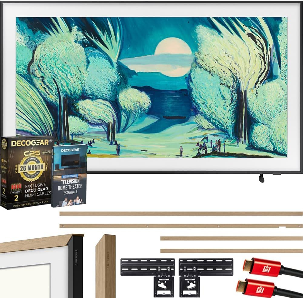 Samsung QN65LS03FA 65" The Frame QLED 4K AI TV (2025) Bundle with Modern Teak Bezel, CPS 26 Month... | Amazon (US)