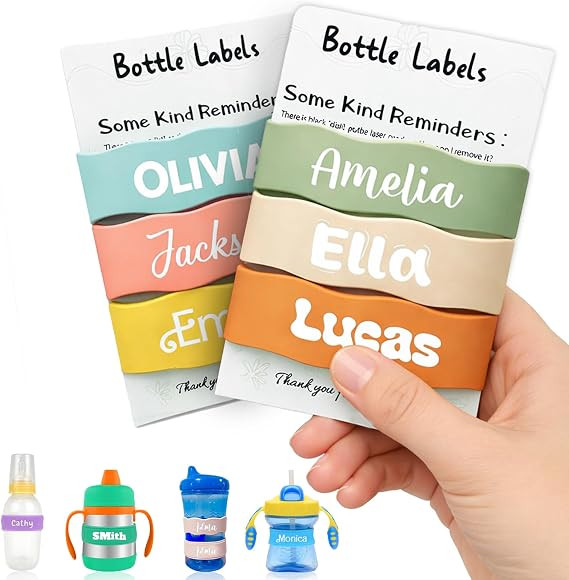 3 Pack Personalized Silicone Baby Bottle Name Bands Custom Bottle Labels for Daycare, Non-Slip & ... | Amazon (US)