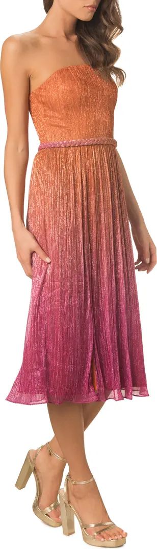 Haldis Metallic Ombré Strapless Cocktail Dress | Nordstrom