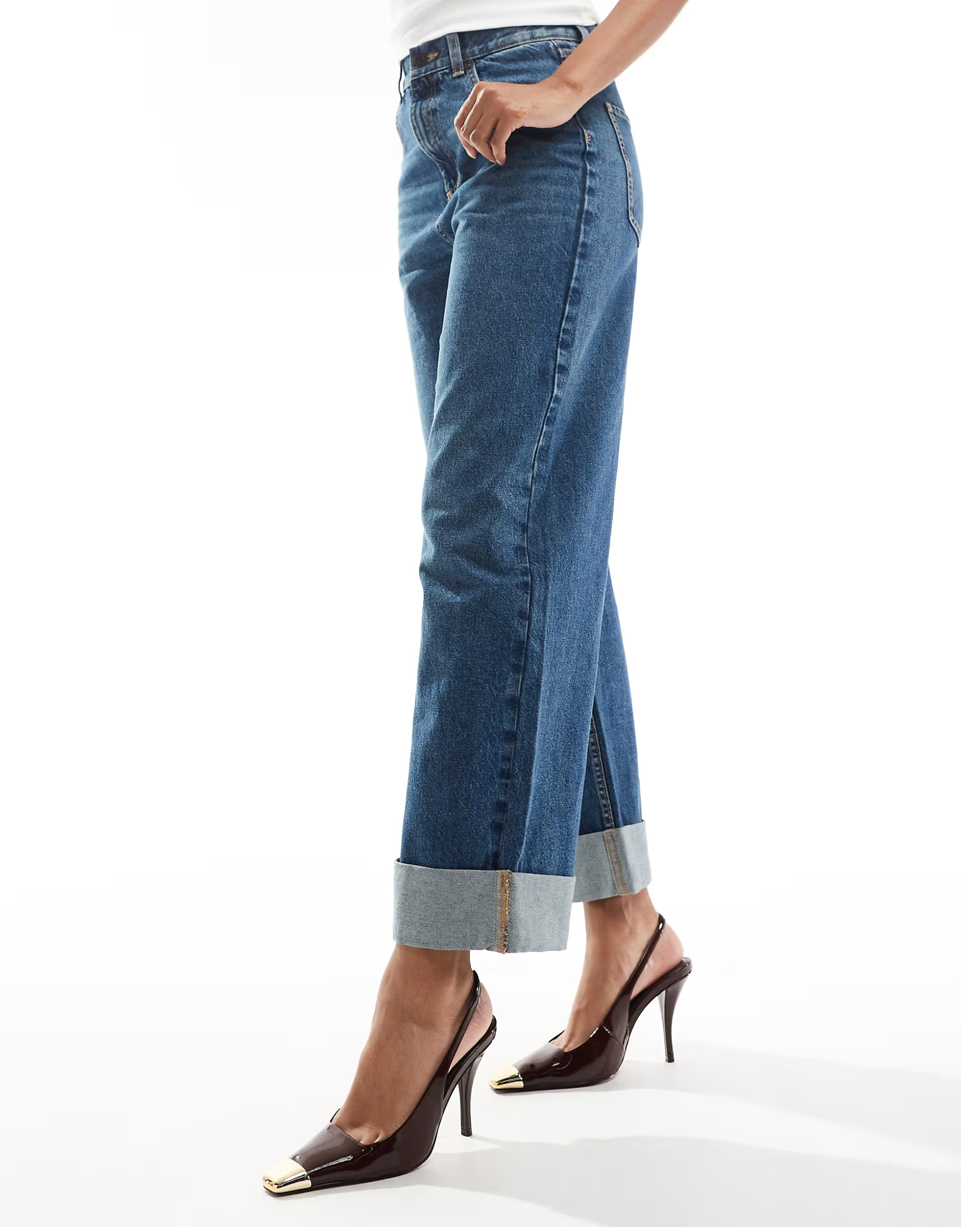 ASOS DESIGN Proud toe cap slingback heels in chocolate patent | ASOS (Global)