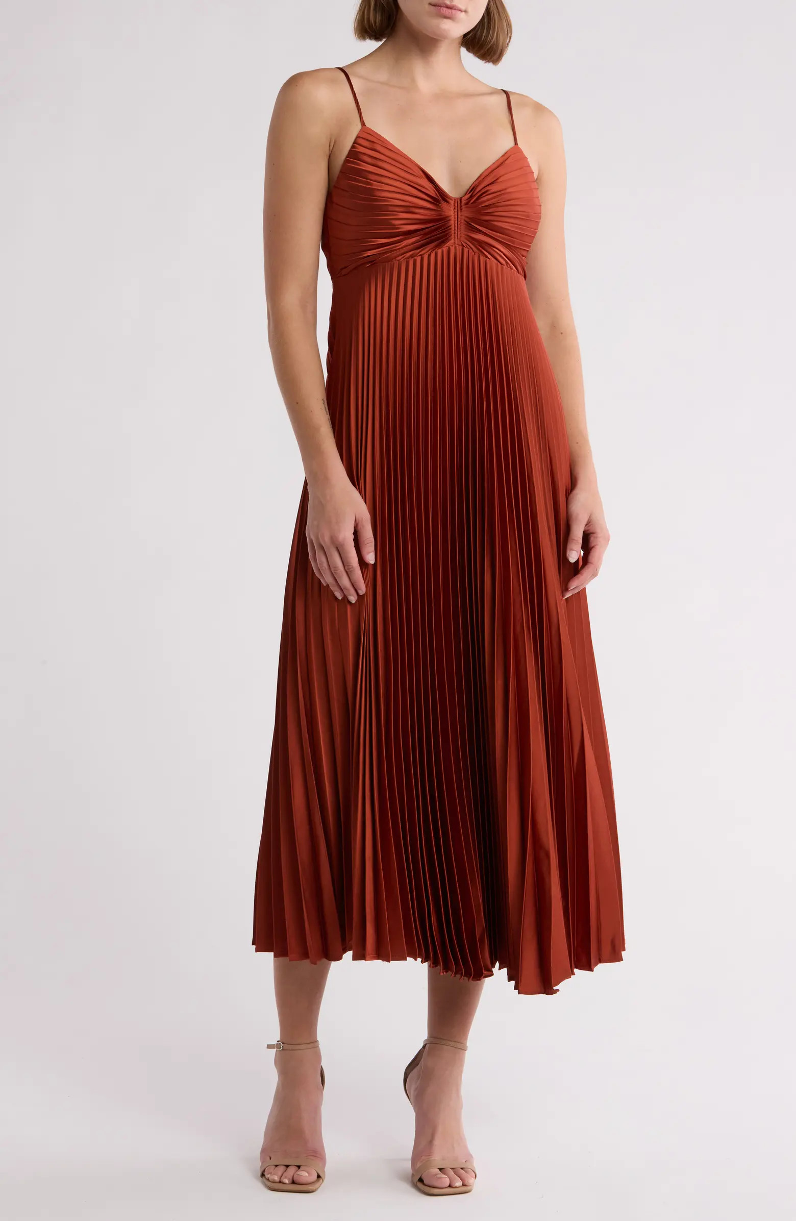Empire Waist Pleated Midi Dress | Nordstrom Rack