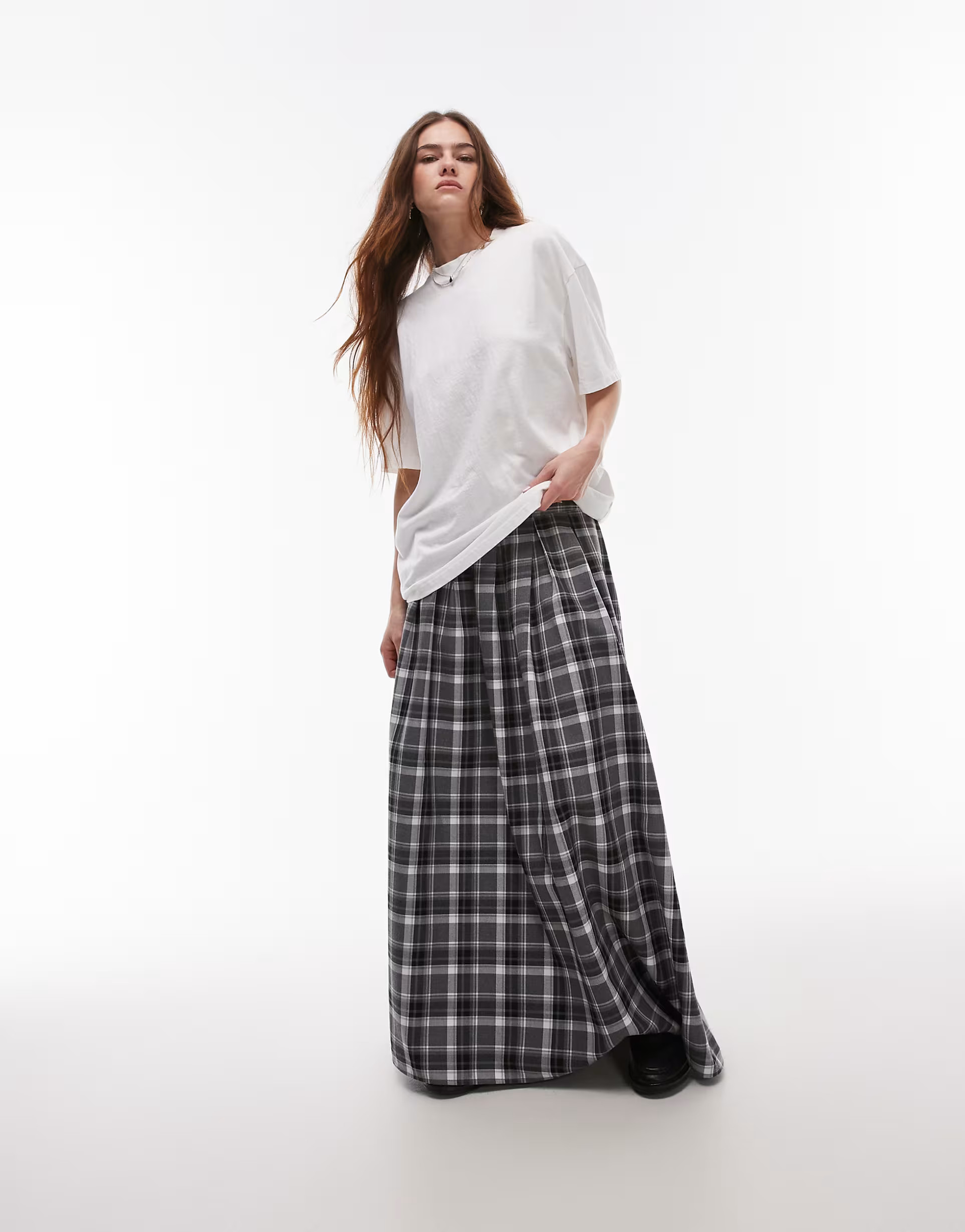 Topshop circle skirt in check print | ASOS (Global)