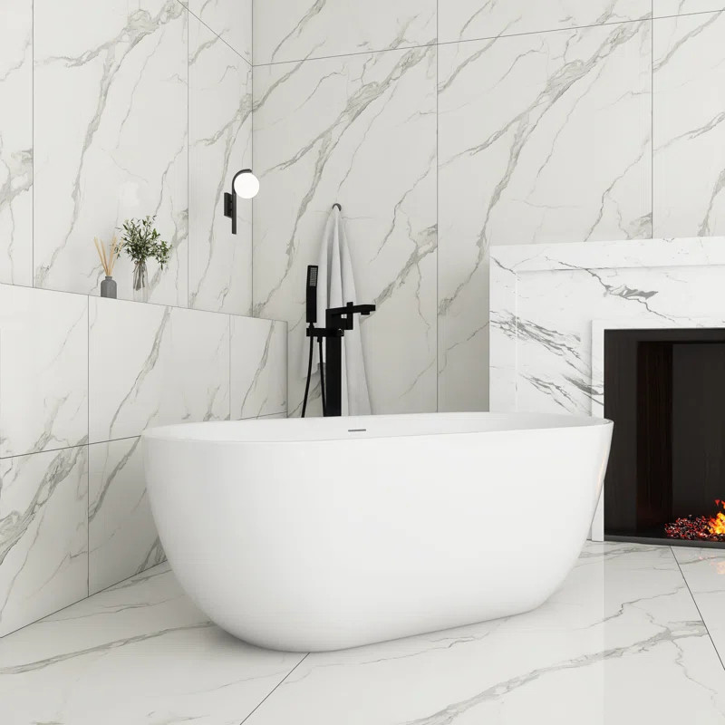 67'' X 31'' Acrylic Freestanding Soaking Bathtub In Glossy White | Wayfair North America