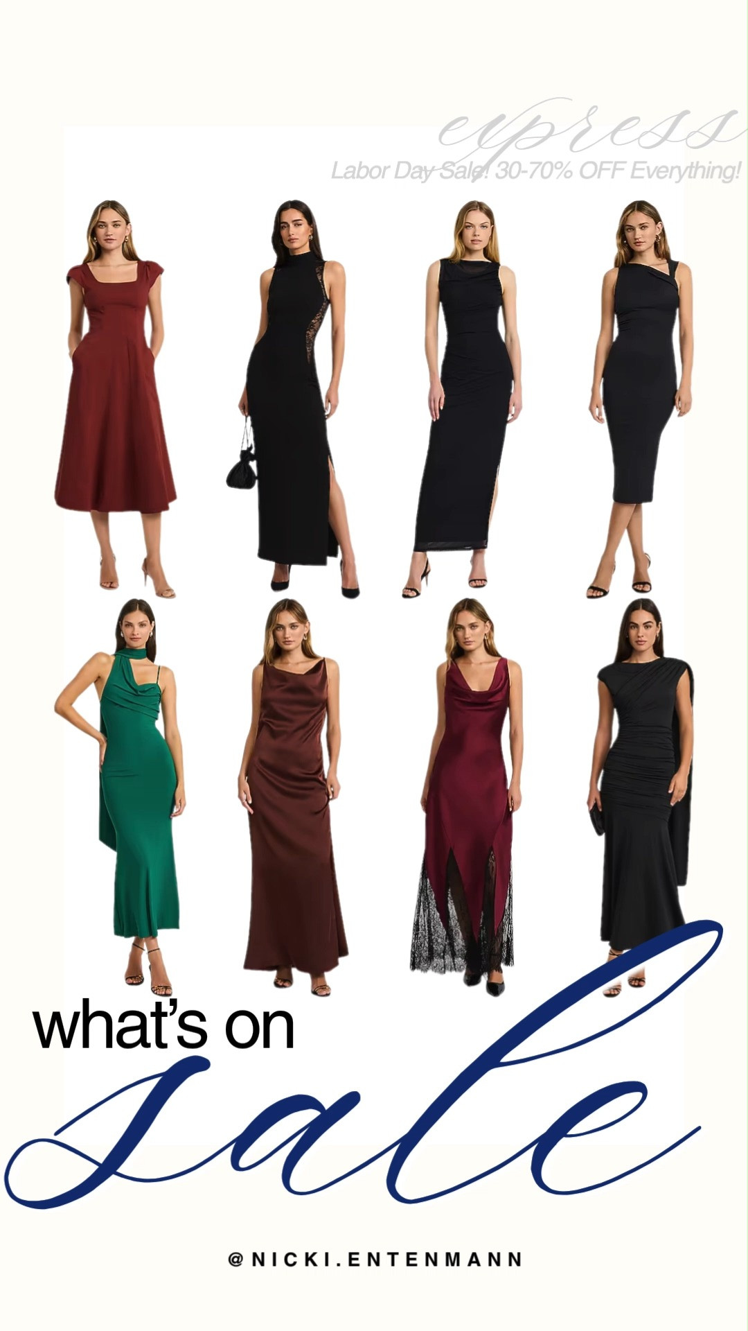 Score incredible savings during the Express Labor Day Sale with 30 to 70 percent off sitewide on statement dresses. This chic selection features rich jewel-toned satin slip dresses, elegant cowl-neck maxis, lace-trimmed details, and sophisticated high-neck silhouettes perfect for fall occasions. It is the best time to refresh your evening wardrobe with these elevated, figure-flattering styles.

#express #expressdresses #labordaysale #fallfashion #salealert #eveningwear #shoppingdeal 

 #LTKootd #LTKSaleAlert #LTKWedding