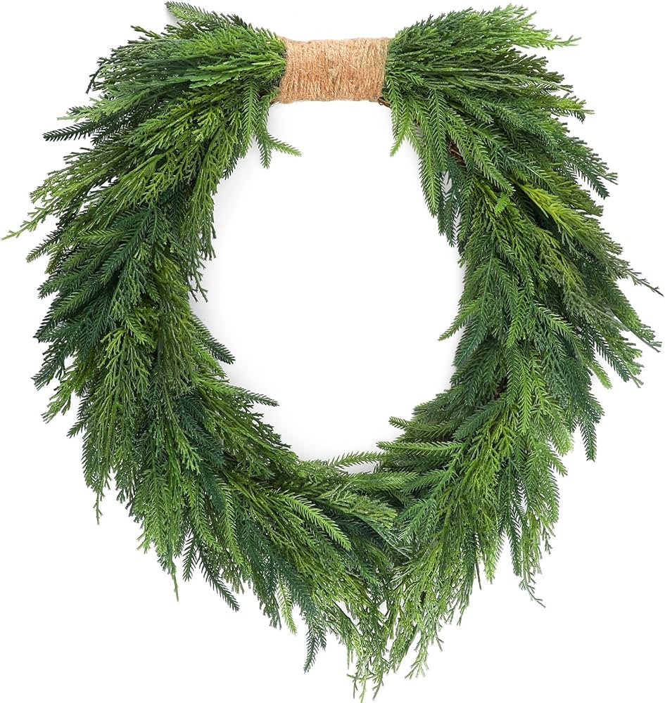 Norfolk Pine Wreath Faux Christmas Wreath Cedar Wreath Winter Norfolk Pine Wreath Ideas Be... | Amazon (US)