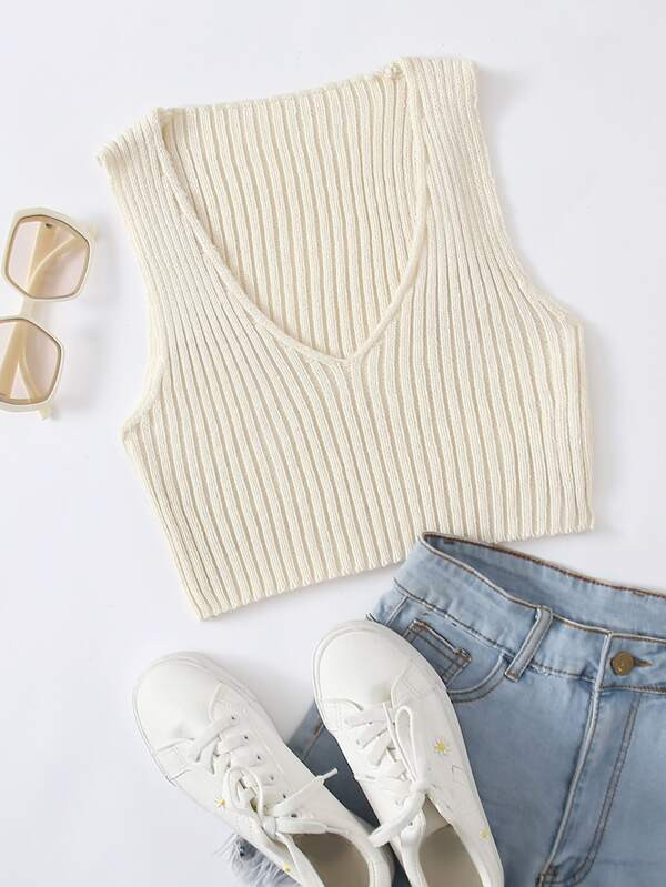 Ribbed Knit Crop Sweater Vest
   
      SKU: swtop03201203095
          (1000+ Reviews)  
       ... | SHEIN