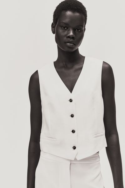 Tailored Suit Vest - V-neck - Sleeveless - Black - Ladies | H&M US | H&M (US + CA)