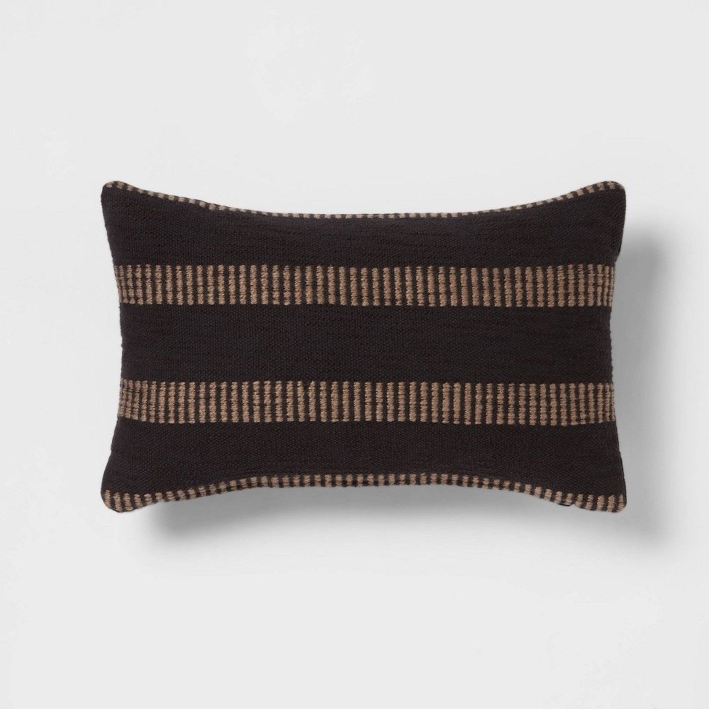 Woven Linework Lumbar Throw Pillow Black - Threshold | Target
