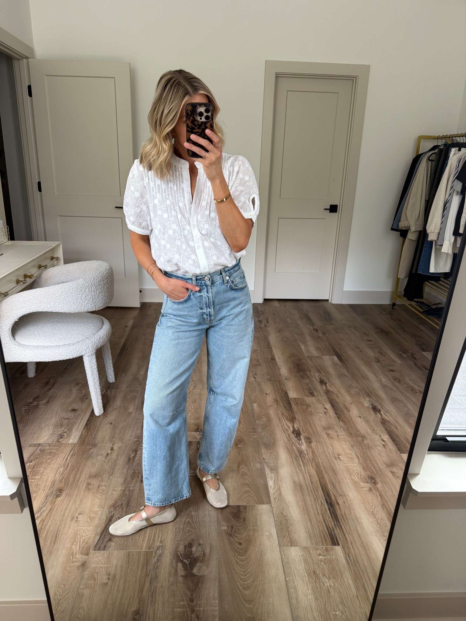 Wearing small blouse, 24 jeans (sized down for closer fit), flats tts

#LTKOver40 #LTKootd #LTKgrwm