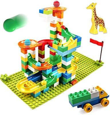 Marble Run Building Blocks, 137 PCS Classic Big Blocks STEM Toy Bricks Set Kids Race Track Compat... | Amazon (US)