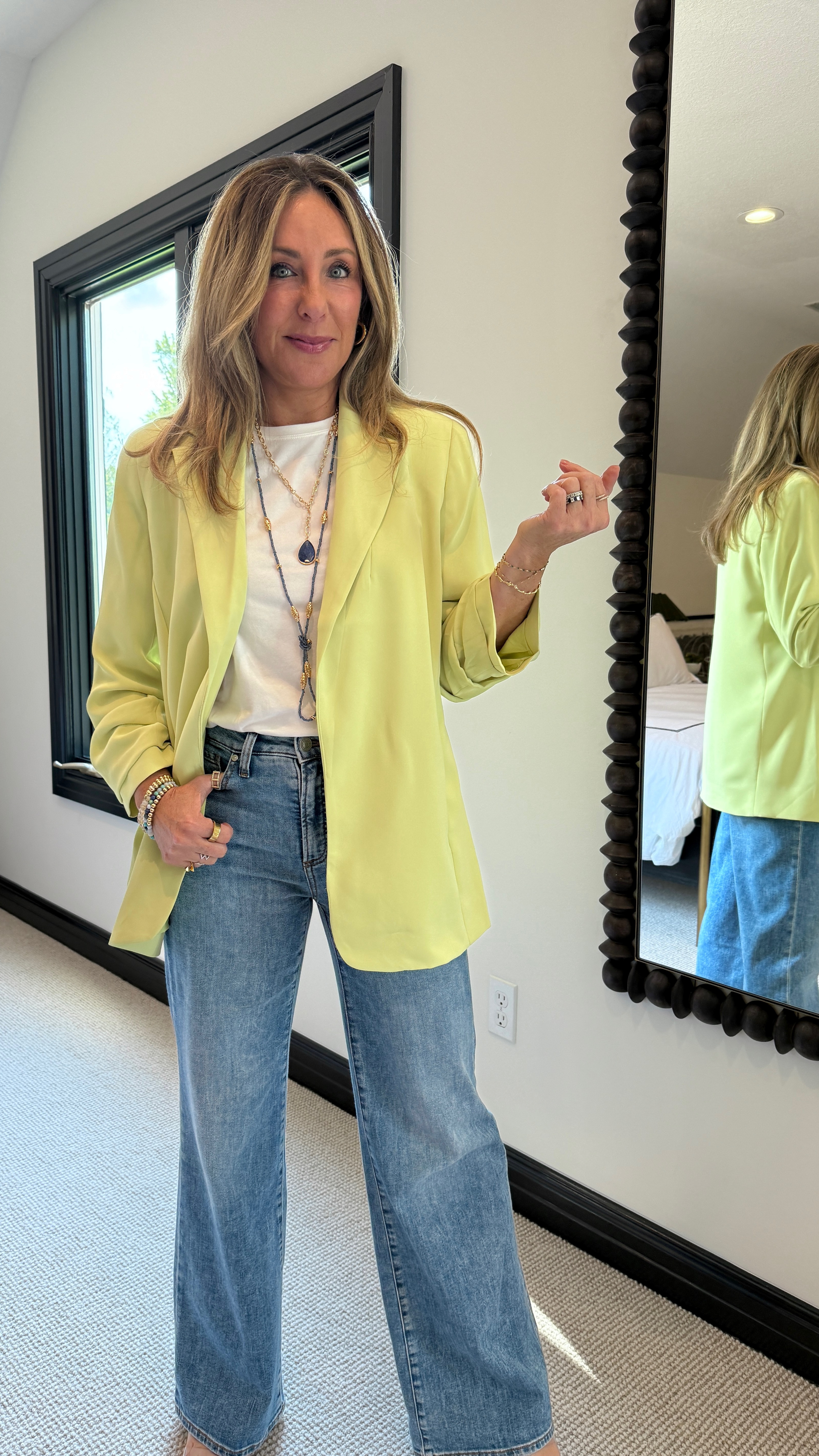 This blazer is on major sale!! It comes in pink, black, and blue as well. It’s fabulous.

Also, here’s a quick tip to help you avoid an awkward necklace/boob situation! 🤣

#LTKStyleTip #LTKSaleAlert #LTKSummerEdit