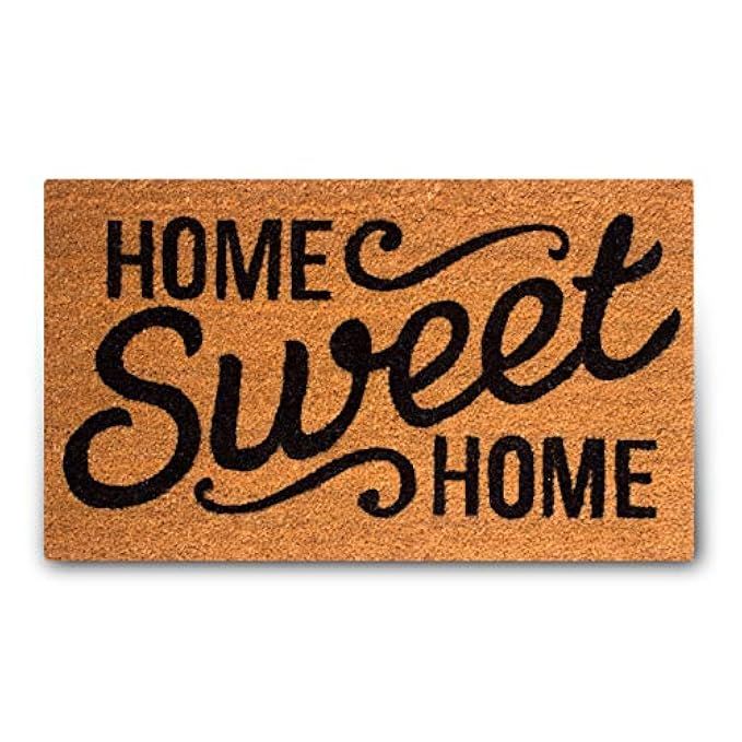 MPLUS Pure Coco Coir Doormat with Heavy-Duty PVC Backing - Home Sweet Home - Pile Height: 0.6-Inches | Amazon (US)