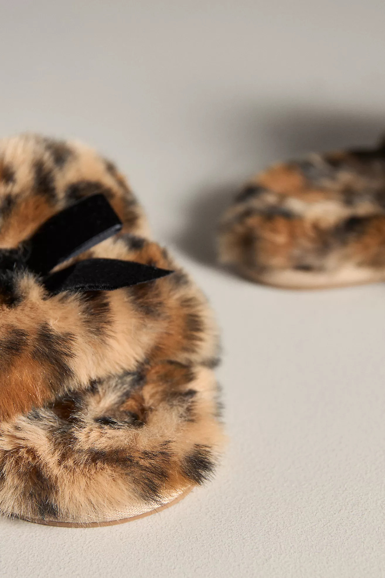 Maeve Faux-Fur Open-Toe Bow Slippers | Anthropologie (US)