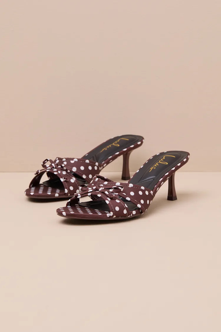 Ondine Polka Dot Satin Low Heel Sandals | Lulus