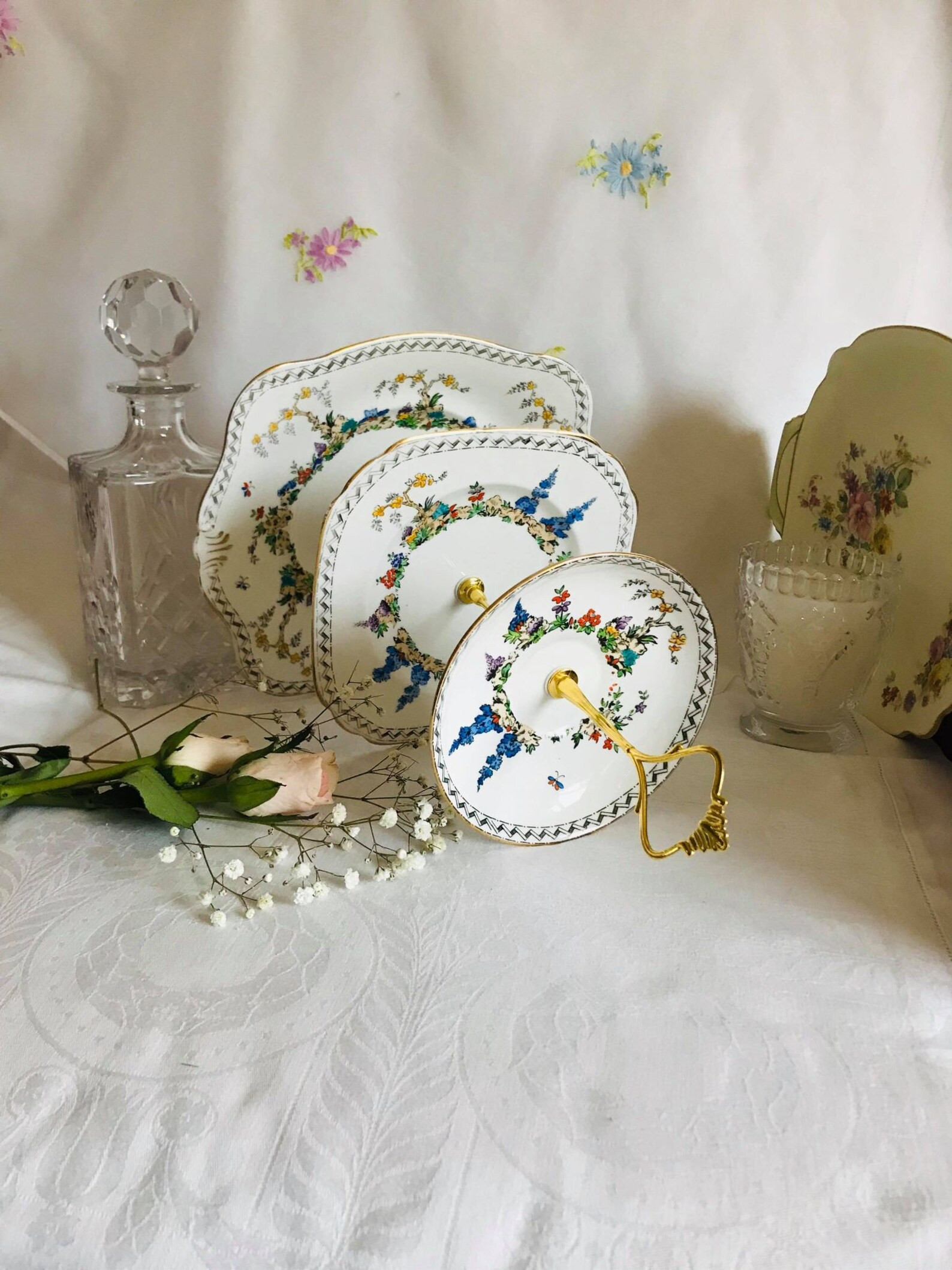 Vintage 3 Tier Handcrafted Tuscan China Cake Stand. | Etsy | Etsy (US)