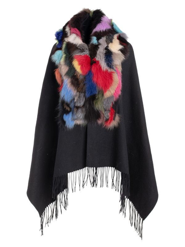 Made For Generations™ Fox Fur-Trim Cashmere & Wool Shawl | Saks Fifth Avenue OFF 5TH