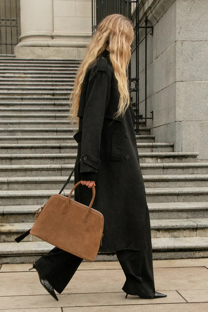 BRUSHED WOOL-BLEND BELTED COAT | OAK + FORT