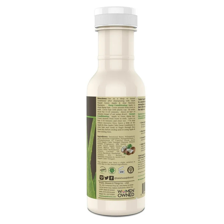 Taliah Waajid Green Apple & Aloe Nutrition Apple Cider Deep Conditioner 12oz., Curly Hair, Moistu... | Walmart (US)