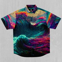 Mind-Bending Sea Short Sleeve Button Down Collared Shirt | Etsy (US)