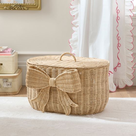LoveShackFancy Woven Bow Lidded Trunk (23"x15") | Pottery Barn Teen