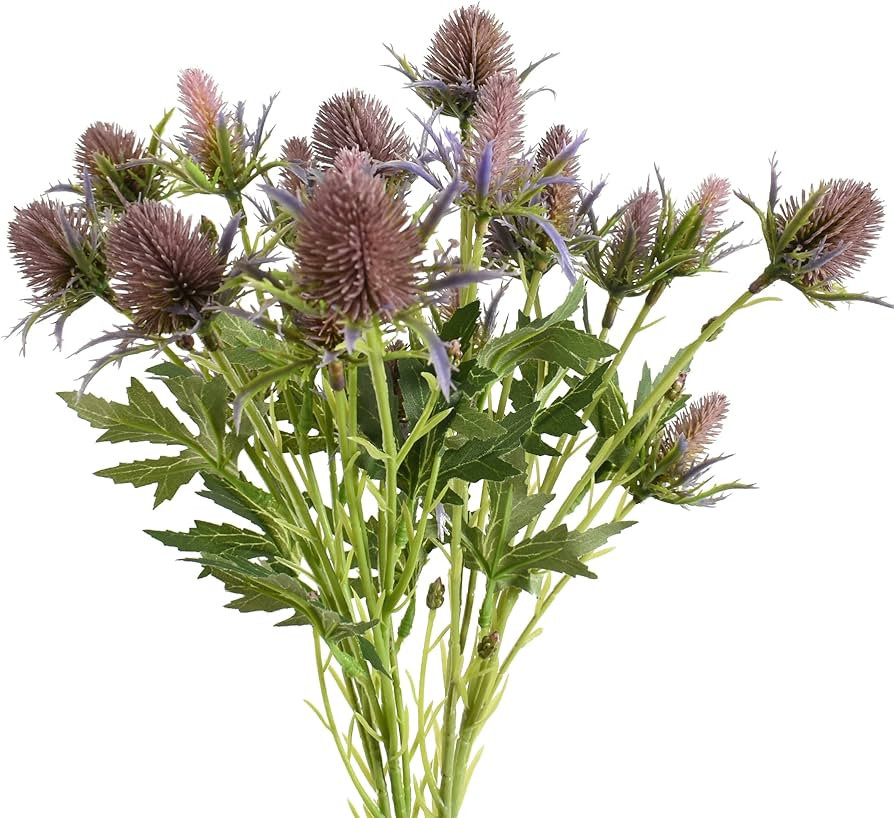 HUIANER Artificial Thistle Spray Eryngium Flowers 2pcs Artificial Real Touch Eryngium Artificial ... | Amazon (US)
