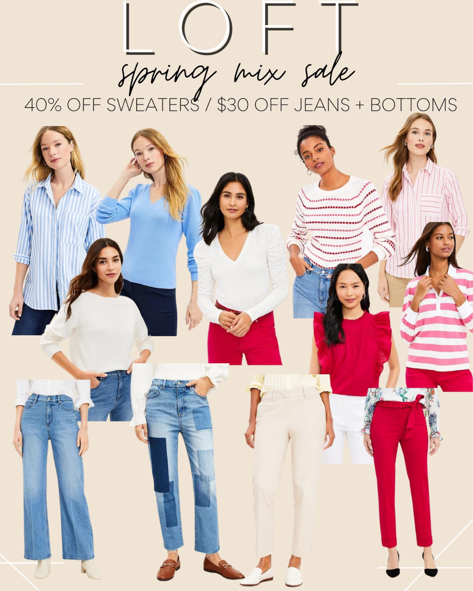 Loft Spring Mix sale - Spring Sale - Loft Sale - Loft Spring - Spring Sweaters - Spring Denim - Valentines Day - red top 

#LTKSeasonal #LTKstyletip #LTKsalealert