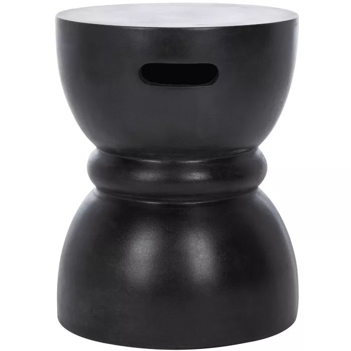 Haruki Indoor/Outdoor Modern Concrete Round Accent Table - Black - Safavieh | Target