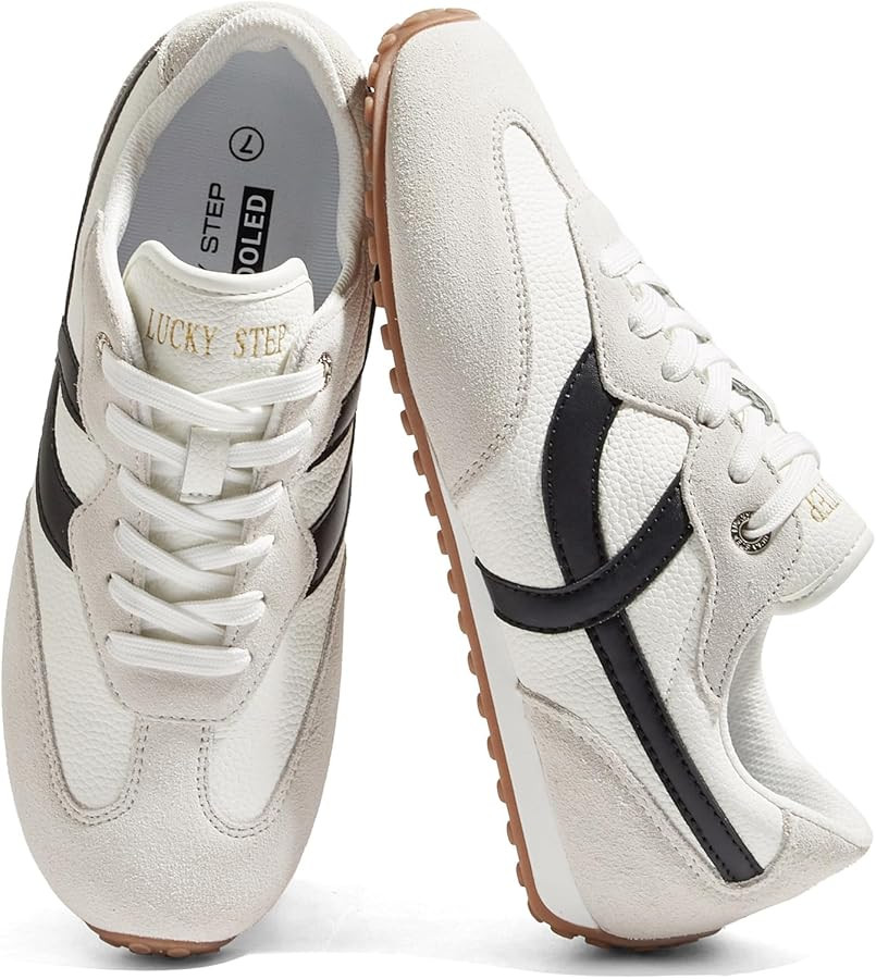LUCKY STEP Women's Fashion Sneakers - Casual Retro Running Shoes - Non Slip Lightweight Trendy Co... | Amazon (US)