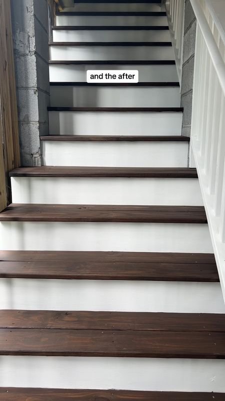 Stained & painted our garage stairs. Also power washed our trash cans. Our #powerwasher is incredible! Love this #beforeandafter 🙌🏻 #homeimprovements #deckstain #lowes 

#LTKVideo #LTKhome